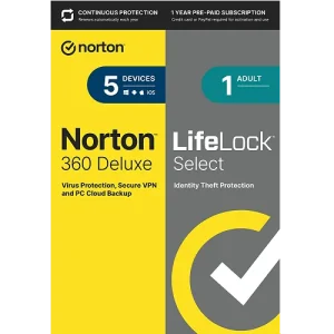 Norton 360 Deluxe With LifeLock Select - 1-Year / 5-Device - USA